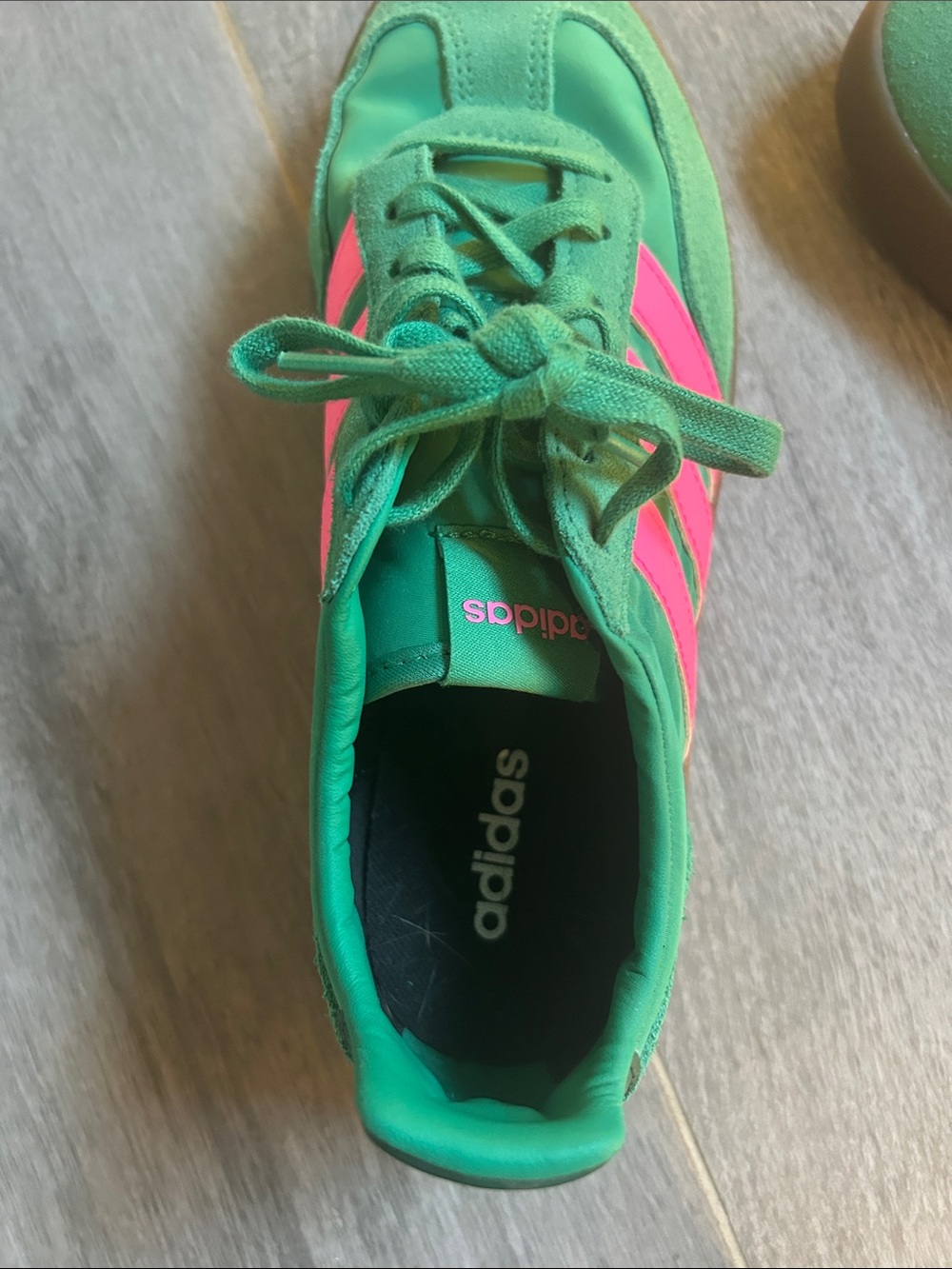 adidas Teal Sneakers with Pink Stripes - Picture 2 of 7
